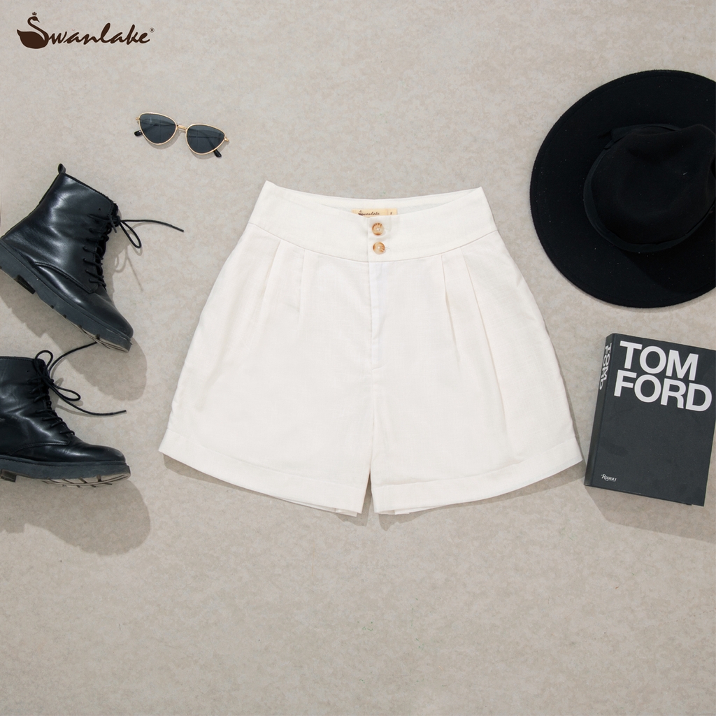 Quần Short Gài Nút Vải Linen Swanlake - Q09907LW03