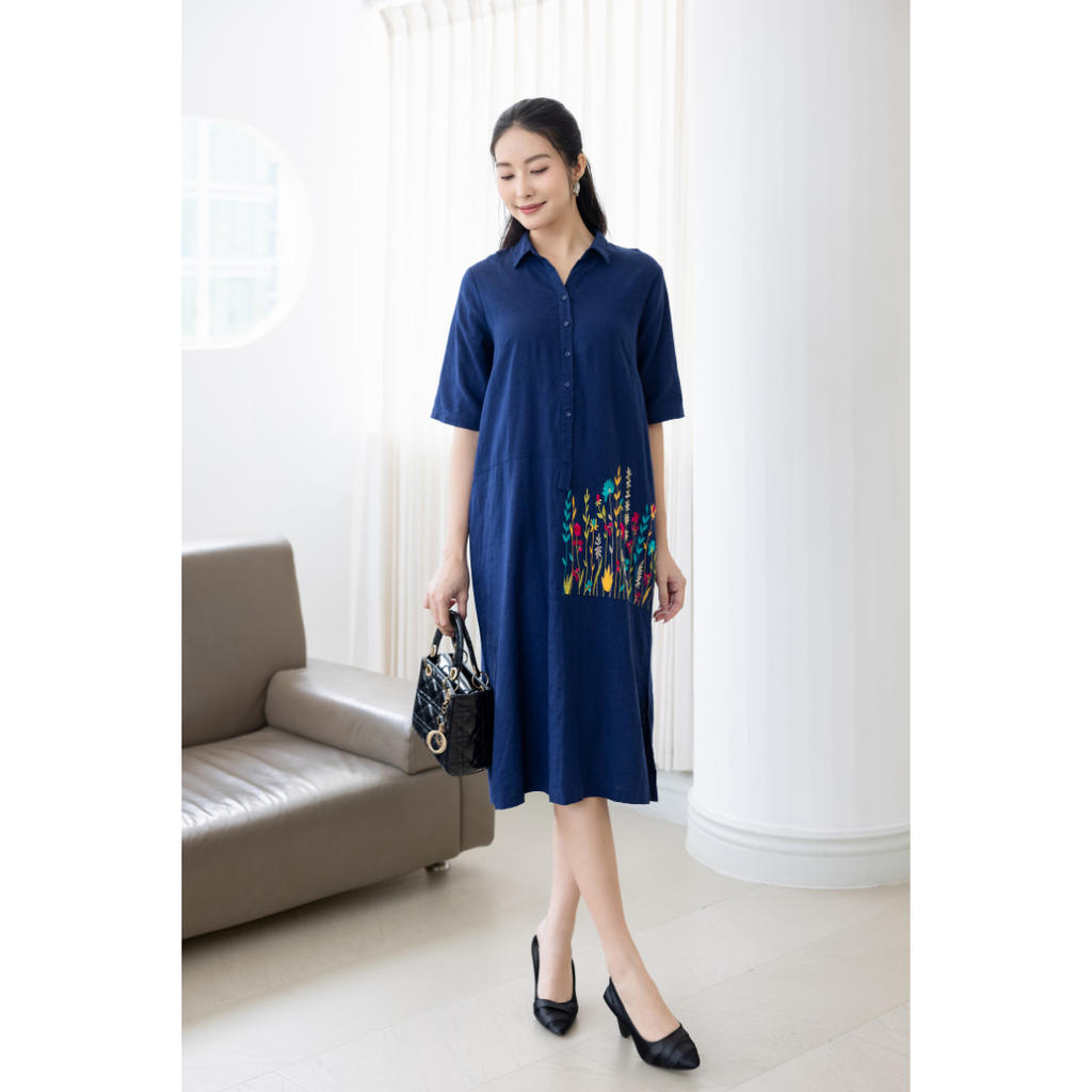 Đầm Sơ Mi Thêu Swanlake - D11297LW04