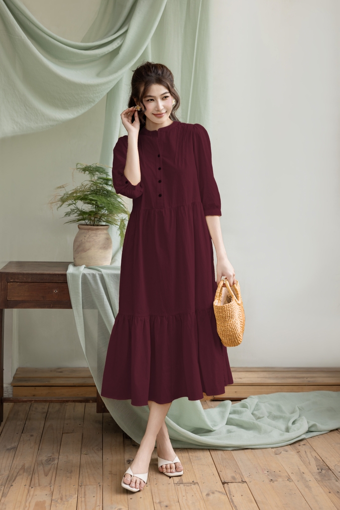 Swanlake | Váy Đầm Phom A Cổ Trụ Chất Liệu Cotton - D12355LW01