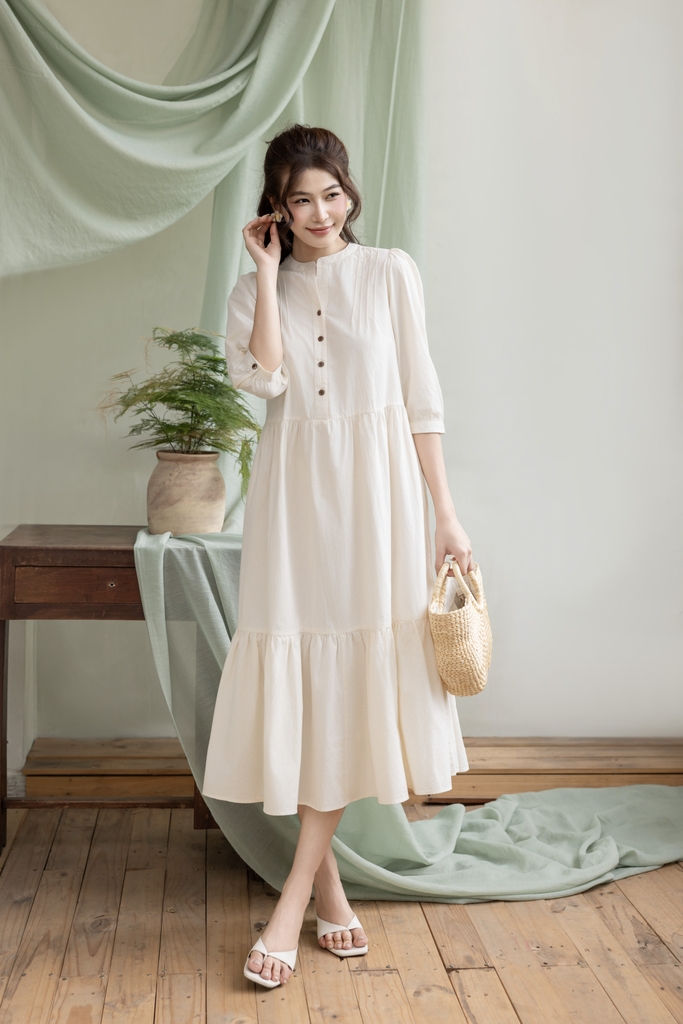 Swanlake | Váy Đầm Phom A Cổ Trụ Chất Liệu Cotton - D12355LW01