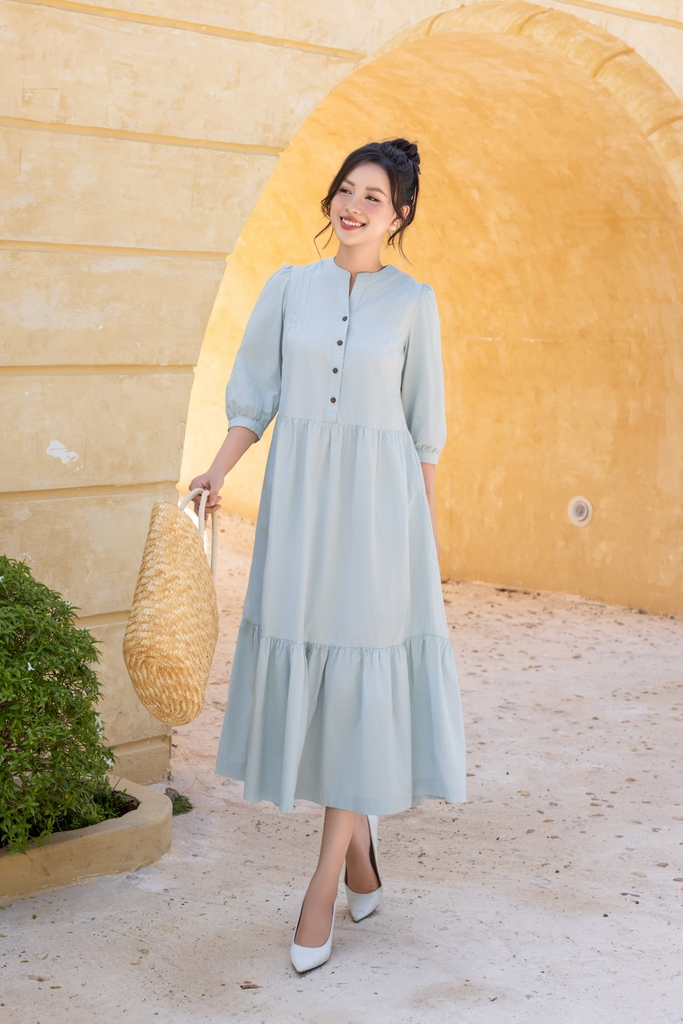 Swanlake | Váy Đầm Phom A Cổ Trụ Chất Liệu Cotton - D12355LW01