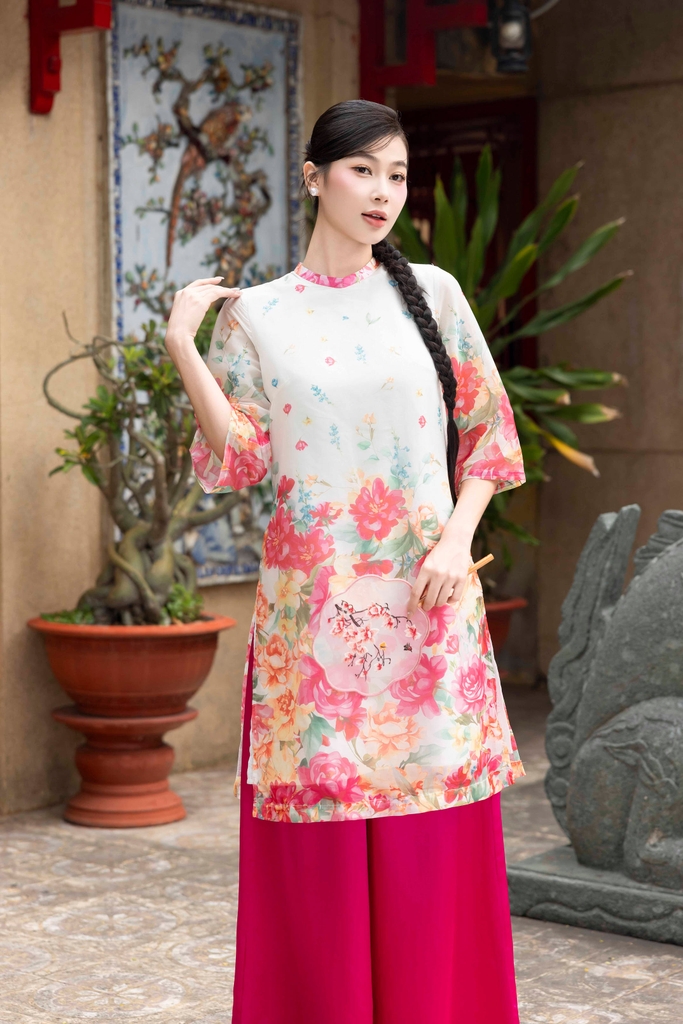 Áo Dài Chất Liệu Tơ Óng Lót Lụa Hàn Swanlake - L10022LW10