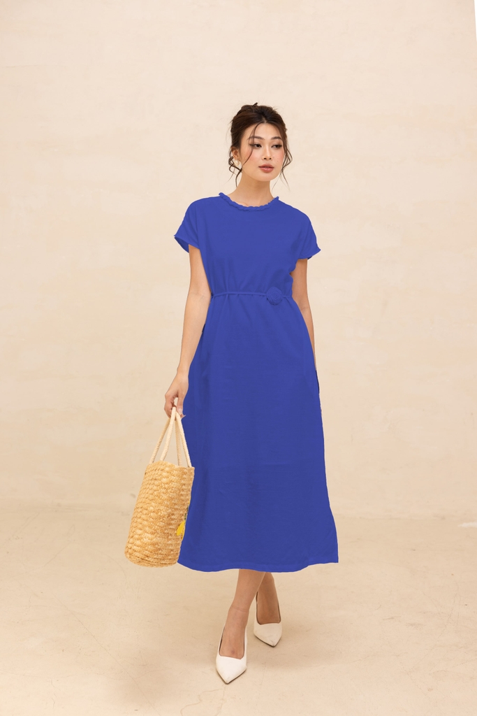 Váy Đầm Phom Suông Sát Nách Vải Linen Mềm Cổ Tròn Vặn Thừng Có Lót Swanlake - D12501LW01
