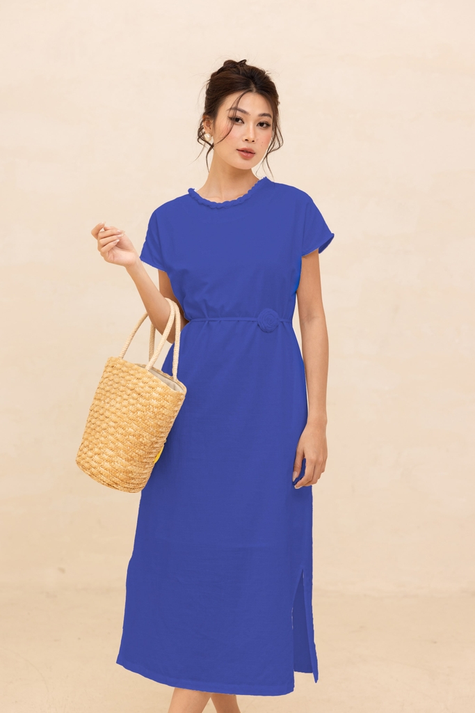 Váy Đầm Phom Suông Sát Nách Vải Linen Mềm Cổ Tròn Vặn Thừng Có Lót Swanlake - D12501LW01