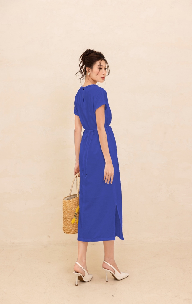 Váy Đầm Phom Suông Sát Nách Vải Linen Mềm Cổ Tròn Vặn Thừng Có Lót Swanlake - D12501LW01