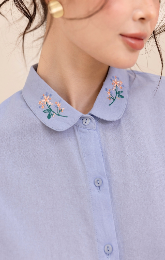 Áo Sơ Mi Cánh Dơi Có Thêu Cổ Phom Rộng Swanlake - A12461LW01
