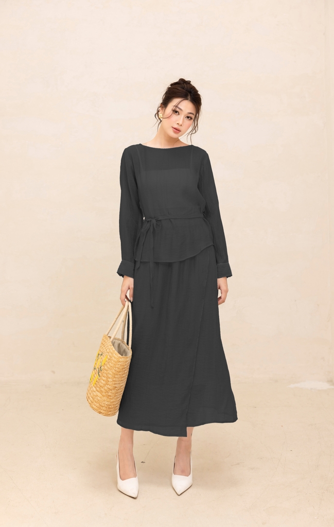 Swanlake | Set Áo Váy Công Sở Chất Chất Tơ Xốp - B12347LW01