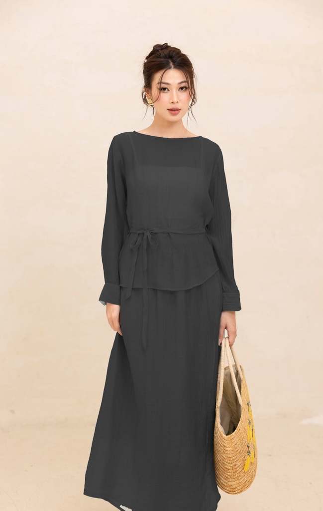 Swanlake | Set Áo Váy Công Sở Chất Chất Tơ Xốp - B12347LW01