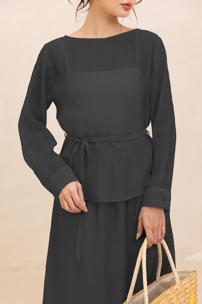 Swanlake | Set Áo Váy Công Sở Chất Chất Tơ Xốp - B12347LW01