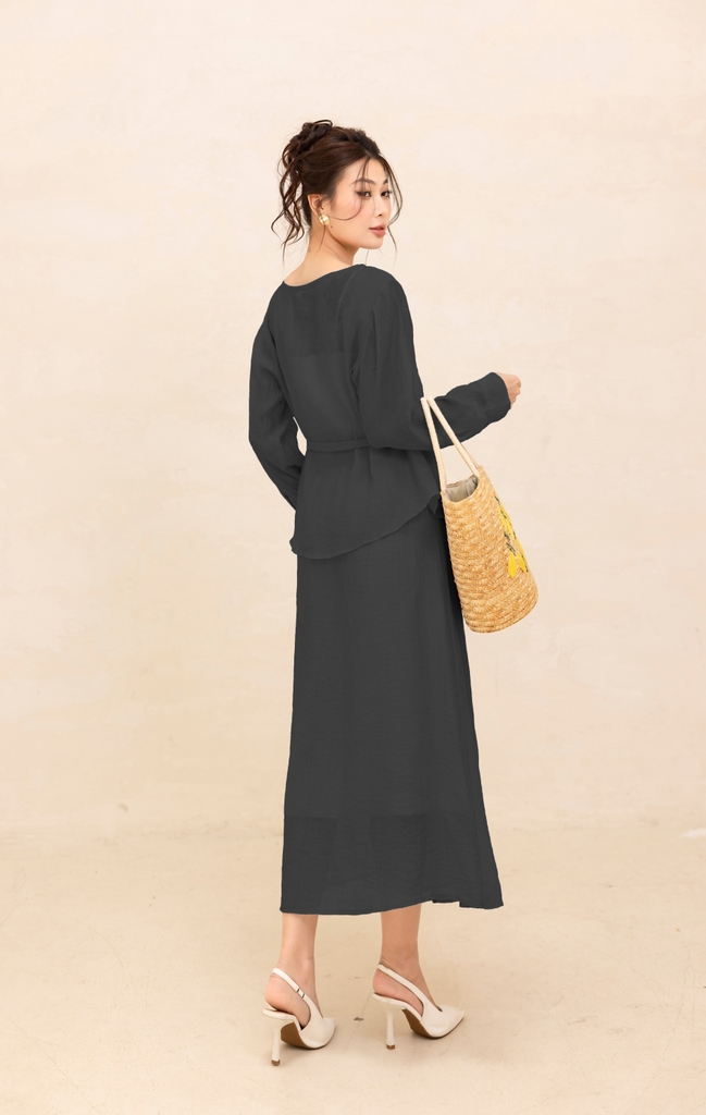 Swanlake | Set Áo Váy Công Sở Chất Chất Tơ Xốp - B12347LW01