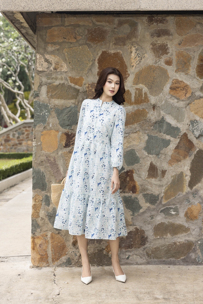 SWANLAKE | Váy Đầm Nữ Suông Maxi Đuôi Cá Hè Vải Cotton Thêu Đục Lỗ In Hoa Đi Biển Du Lịch D12394W11