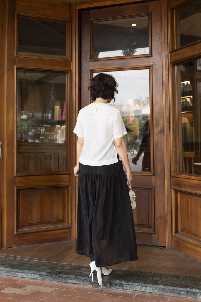 M COLLECTION | Áo Trung Niên Tặng Mẹ Mặc Hằng Ngày Ô Đan Dây Tơ Xốp A11471LW01