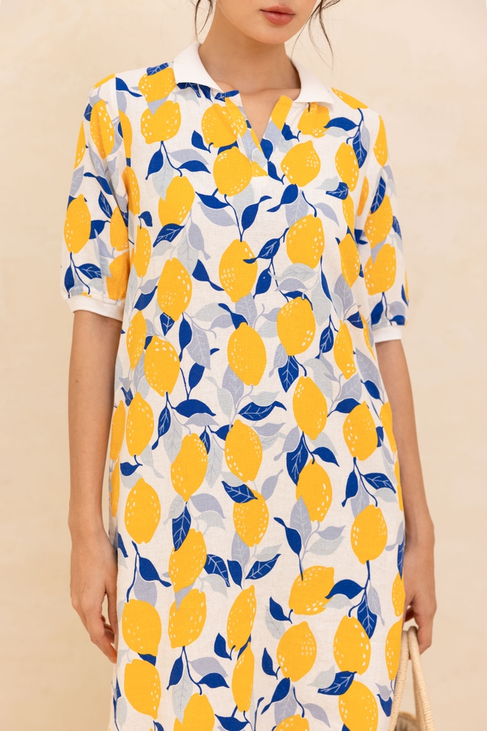 Đầm Nữ Polo Linen Suông Hoạ Tiết Hè Dài Qua Gối Swanlake - D11227LW06