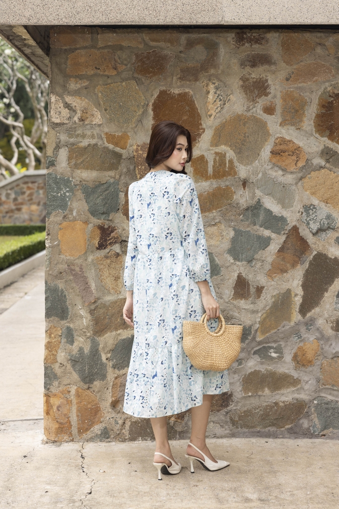 SWANLAKE | Váy Đầm Nữ Suông Maxi Đuôi Cá Hè Vải Cotton Thêu Đục Lỗ In Hoa Đi Biển Du Lịch D12394W11