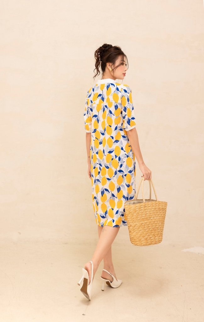 Đầm Nữ Polo Linen Suông Hoạ Tiết Hè Dài Qua Gối Swanlake - D11227LW06