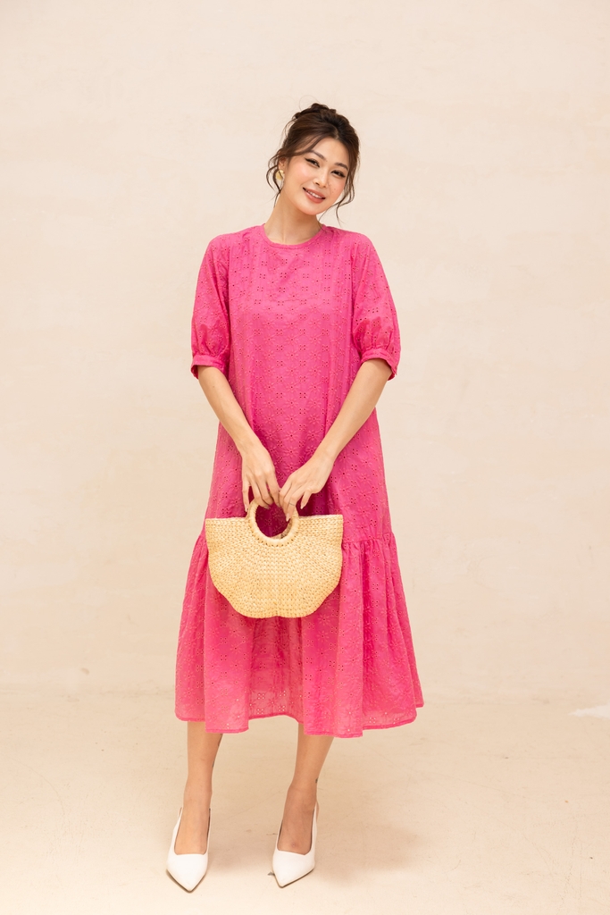 Đầm Maxi Hè Vải Boi Thêu Phom Suông Dài Đuôi Cá Swanlake - D11522LW03