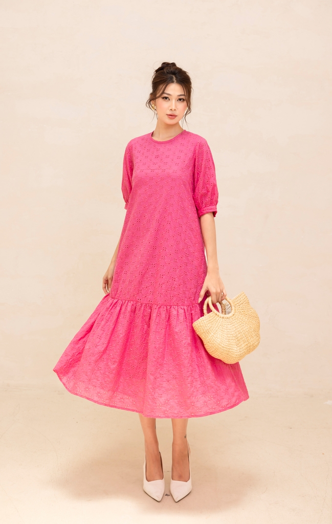 Đầm Maxi Hè Vải Boi Thêu Phom Suông Dài Đuôi Cá Swanlake - D11522LW03