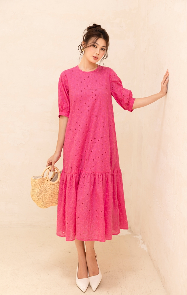 Đầm Maxi Hè Vải Boi Thêu Phom Suông Dài Đuôi Cá Swanlake - D11522LW03