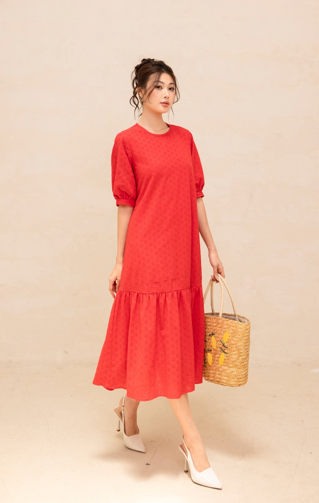 Đầm Maxi Hè Vải Boi Thêu Phom Suông Dài Đuôi Cá Swanlake - D11522LW03