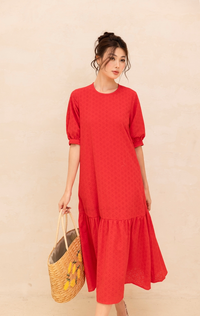 Đầm Maxi Hè Vải Boi Thêu Phom Suông Dài Đuôi Cá Swanlake - D11522LW03