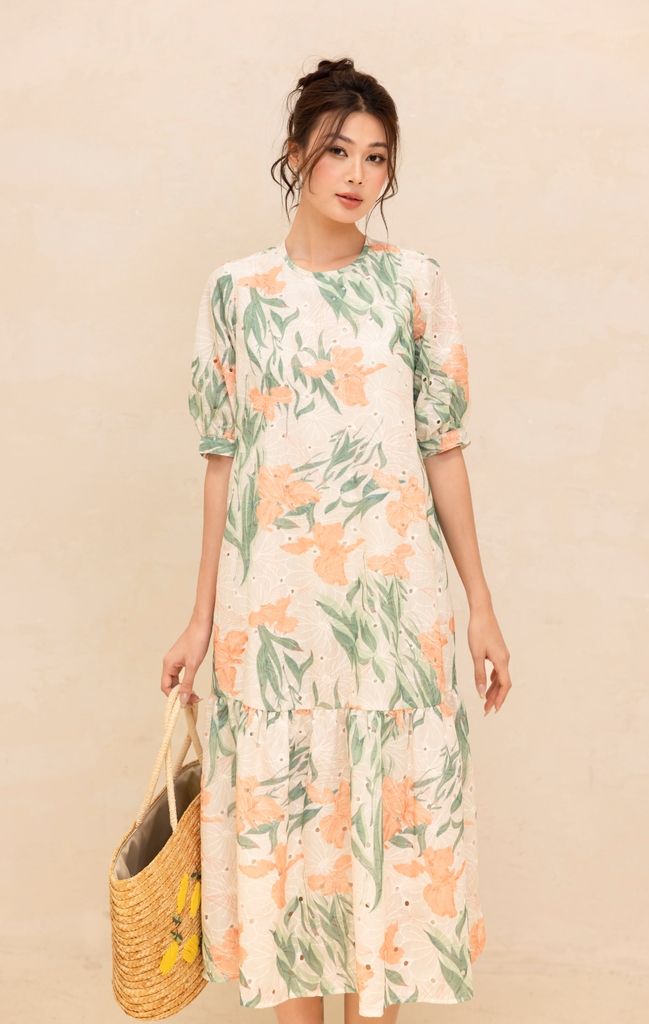 Đầm Maxi Hè Vải Boi Thêu Phom Suông Dài Đuôi Cá Swanlake - D11522LW03