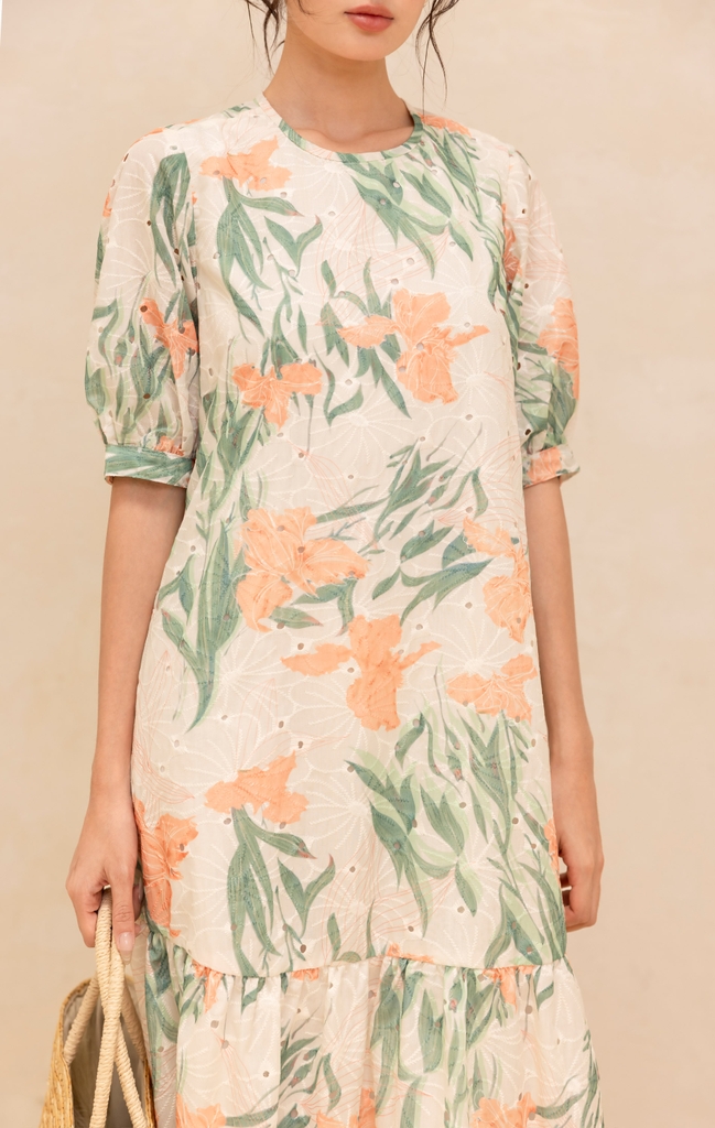 Đầm Maxi Hè Vải Boi Thêu Phom Suông Dài Đuôi Cá Swanlake - D11522LW03