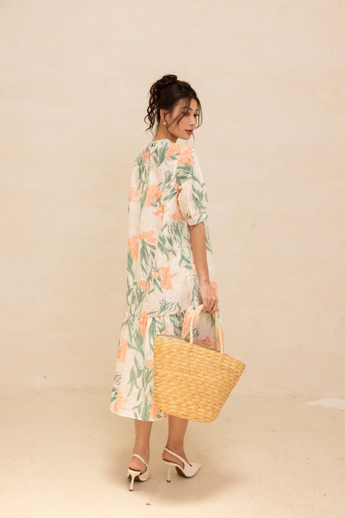 Đầm Maxi Hè Vải Boi Thêu Phom Suông Dài Đuôi Cá Swanlake - D11522LW03