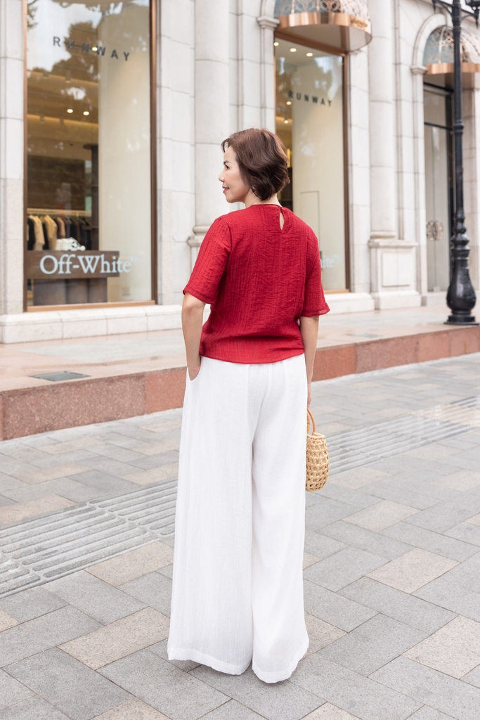 M Collection | Áo Trung Niên Nữ Tặng Mẹ, Tặng Bà Tơ Thêu Sang Trọng Tay Lỡ A12343LW01