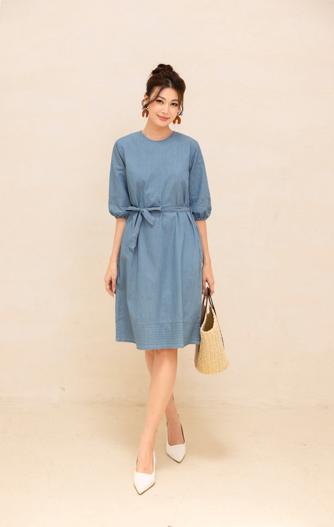Đầm Nữ Jeans Phom Suông Rộng Thêu Tay Swanlake - D12440LW01