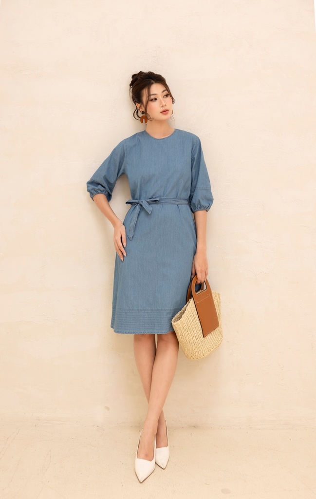 Đầm Nữ Jeans Phom Suông Rộng Thêu Tay Swanlake - D12440LW01