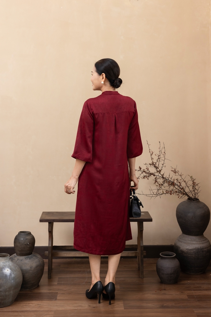 M-Collection - Đầm Lụa Gấm Wash Thêu Nổi - D12144LW01