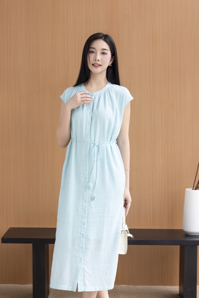 Swanlake | Đầm Midi Đuôi Cá Linen Trơn Đuôi Cá Cột Dây D12500LW01