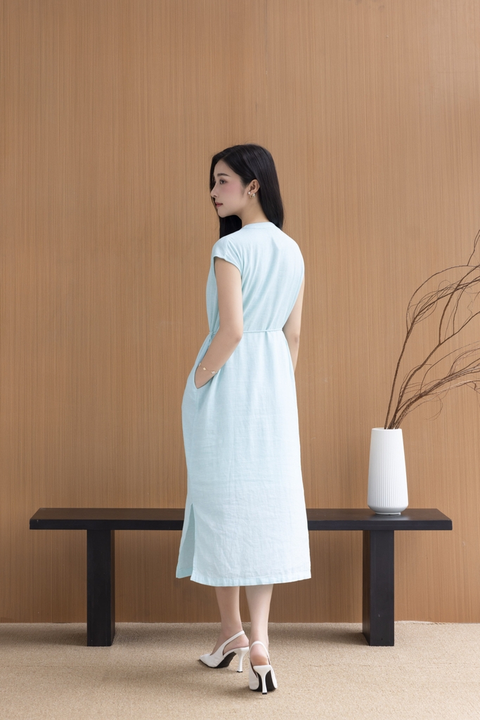 Swanlake | Đầm Midi Đuôi Cá Linen Trơn Đuôi Cá Cột Dây D12500LW01