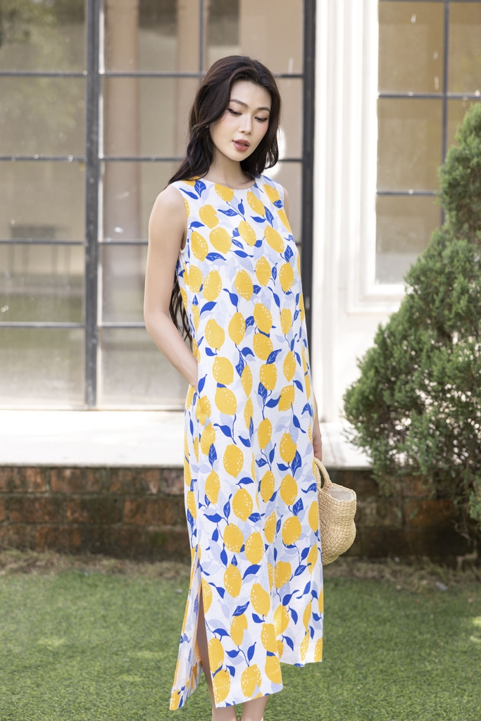 Swanlake | Đầm Sát Cánh Linen Hoa To D12380LW01