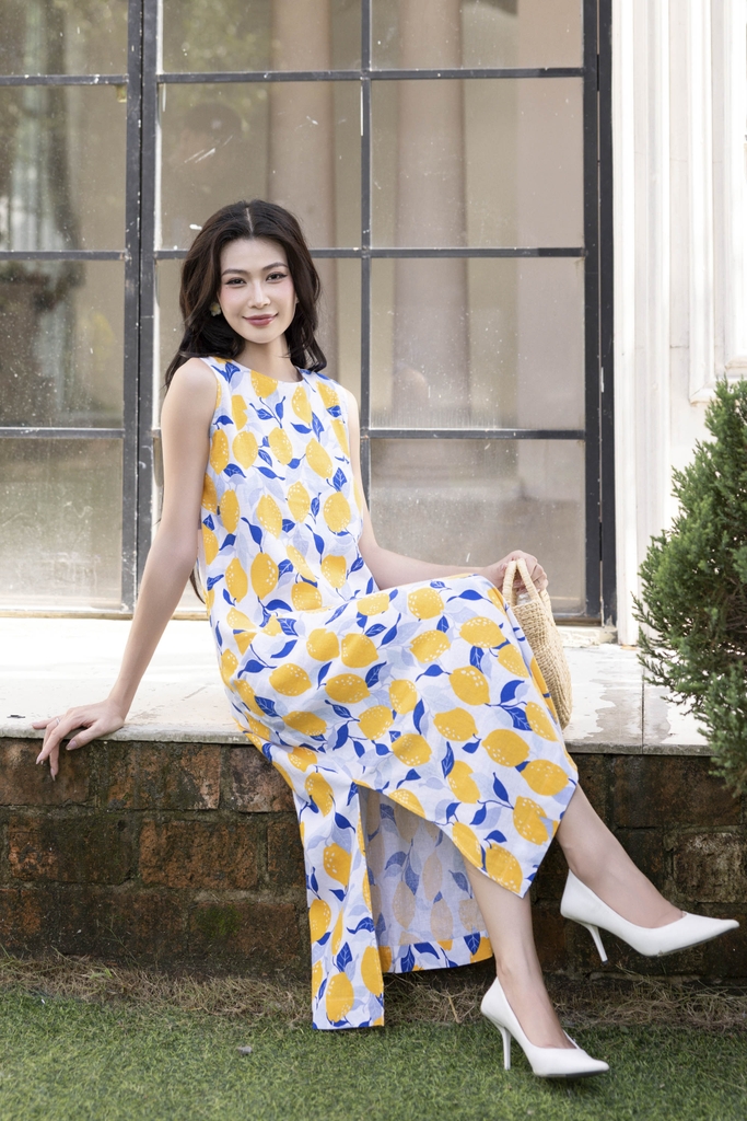 Swanlake | Đầm Sát Cánh Linen Hoa To D12380LW01