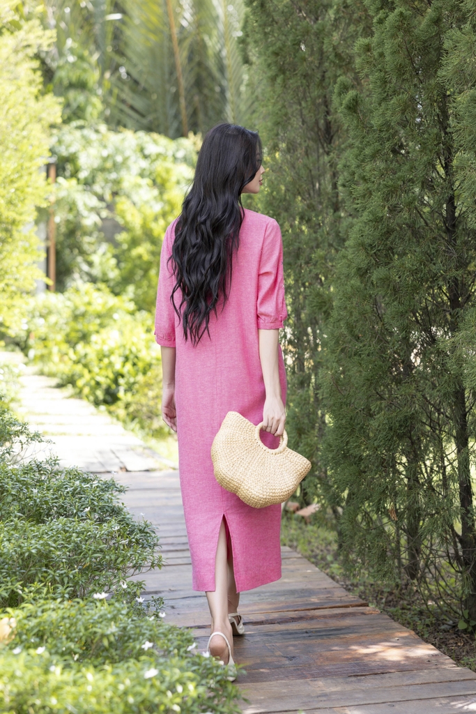 Swanlake | Đầm Suông Phom Dài Linen Thêu Hoa D12550LW01