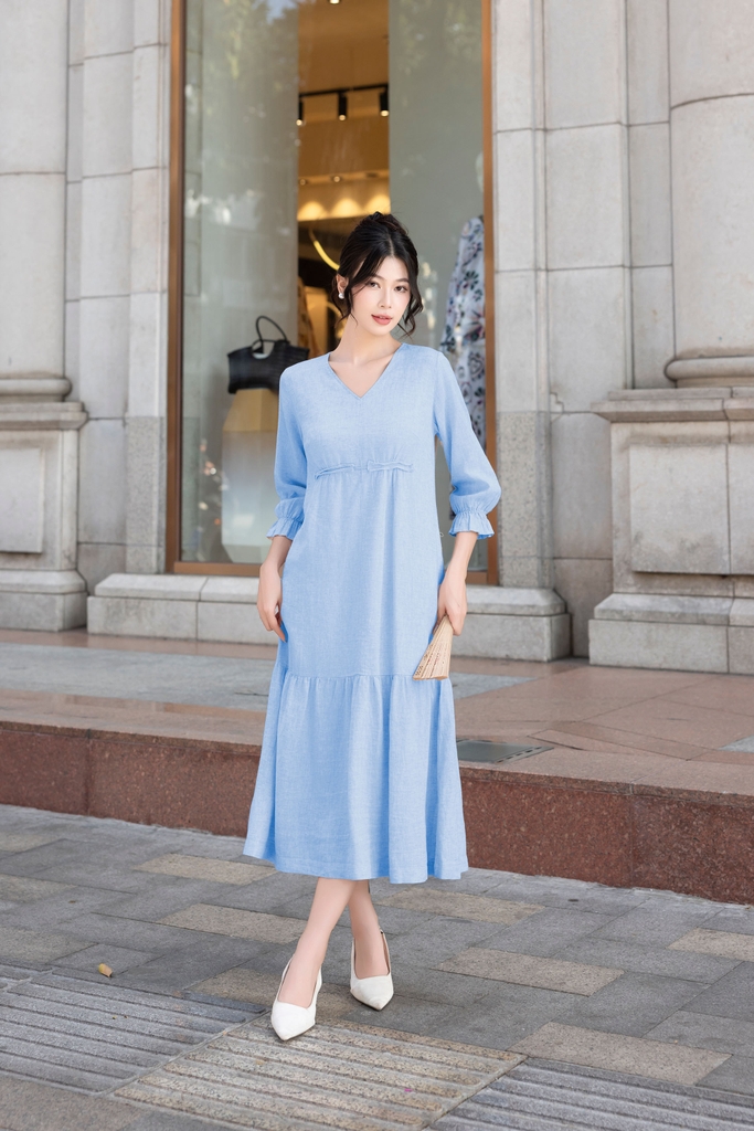 Đầm Linen Trơn Tay Lỡ Phom Suông Dài Swanlake - D12270LW01