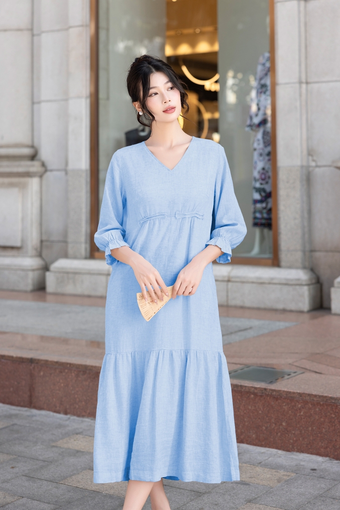 Đầm Linen Trơn Tay Lỡ Phom Suông Dài Swanlake - D12270LW01