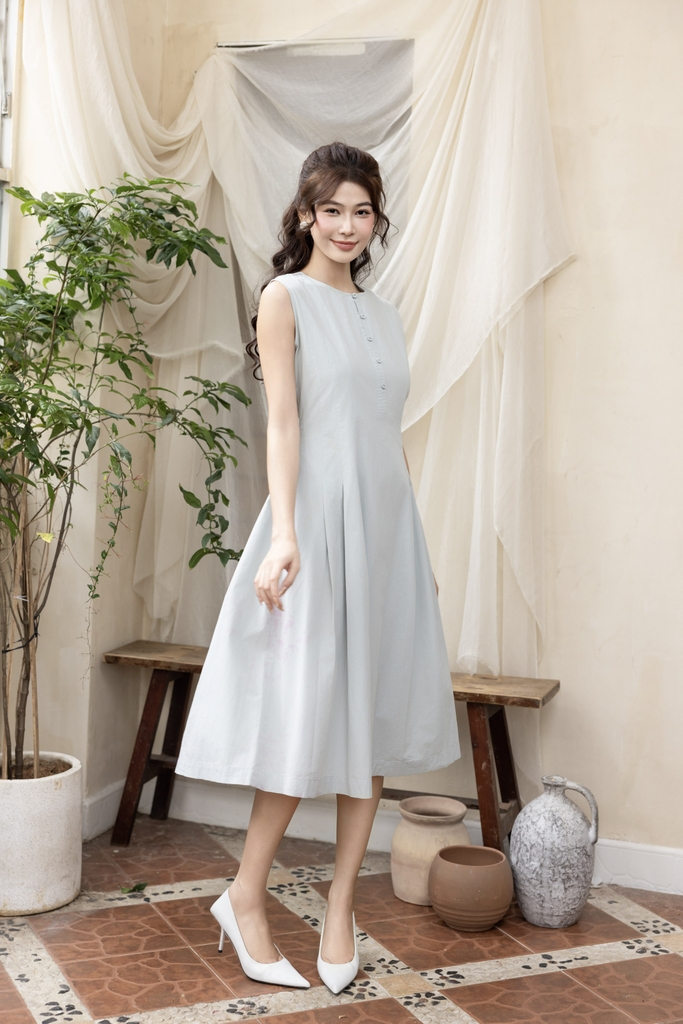 Swanlake | Váy Đầm Phom A Sát Nách Chất liệu Cotton Xếp Ly - D12224LW01