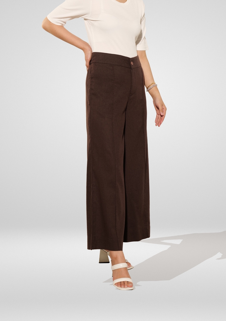 Quần Ống Rộng Lưng Thun Sau Chất Liệu Linen Swanlake - Q11720LW01