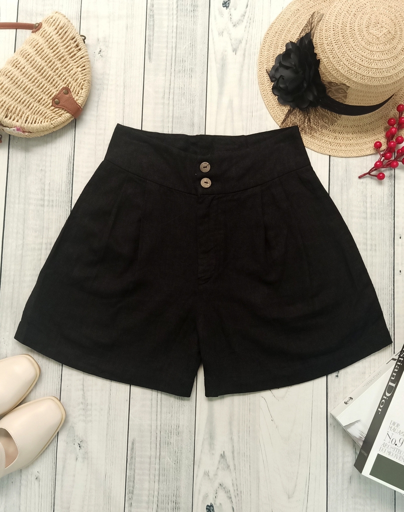 Quần Short Gài Nút Vải Linen Swanlake - Q09907LW03