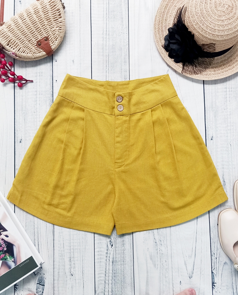 Quần Short Gài Nút Vải Linen Swanlake - Q09907LW03