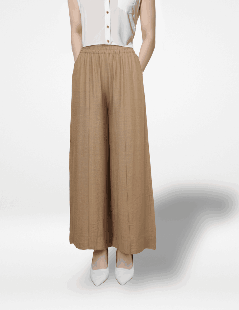 Quần Lụa hàn Ống Rộng Ly Gân Lưng Thun Swanlake - Q11402LW13