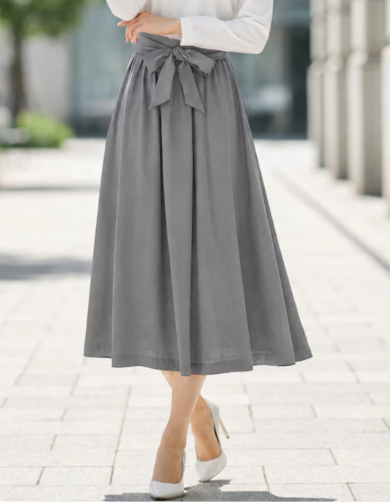 Chân Váy Nữ Dài Lưng Thun Cạp Cao Cotton V12448LW01