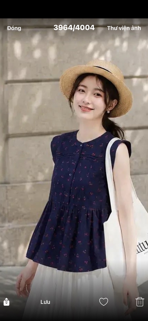 Áo Kiểu Nữ Sát Nách Dáng Babydoll Xếp Ly A13929LW01