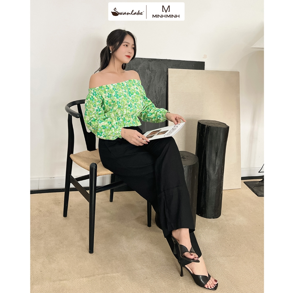 Áo Kiểu Croptop Trễ Vai Cotton Bông Swanlake - A10739LW10