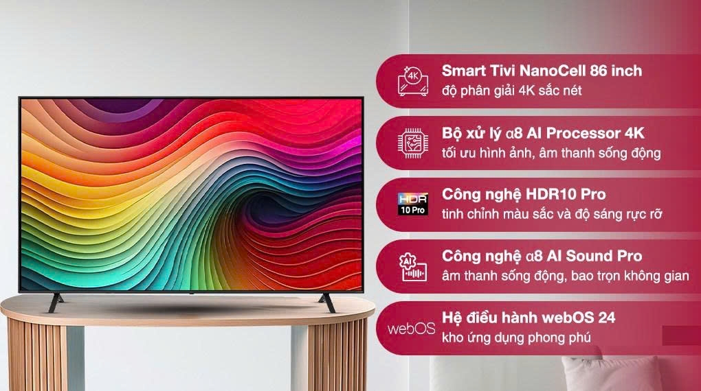 Smart Tivi NanoCell LG AI 4K 86 inch 86NANO81TSA