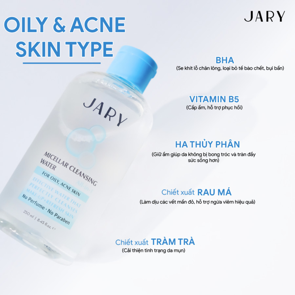 Nước tẩy trang JARY Micellar Cleansing Water All-In-1 250ml | LYO SHOP - Beauty & Heath