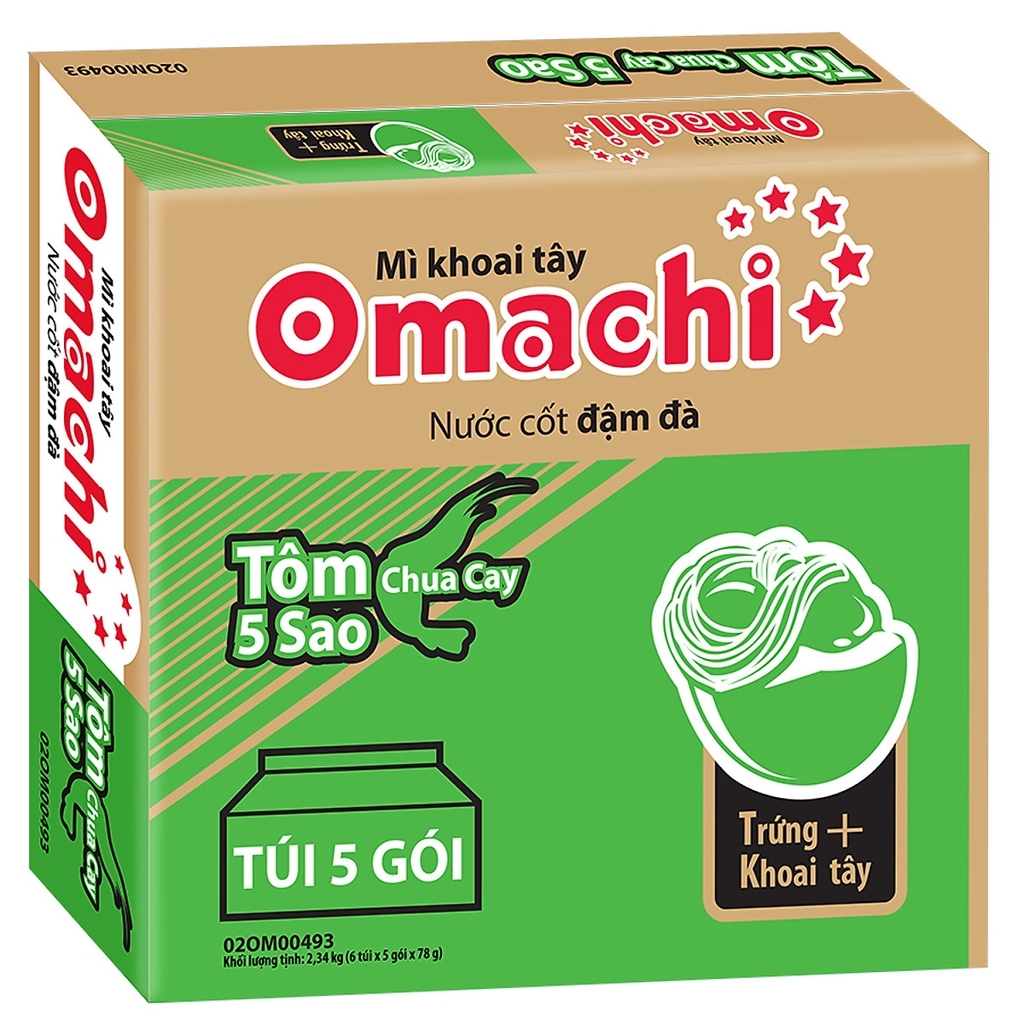 Bịch mì Omachi Tôm Chua cay (5goi)