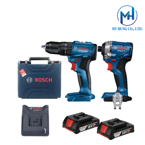 Combo máy khoan và máy vặn vít 18V Bosch GDR18V-215 & GSB185-LI (06019N20K4)